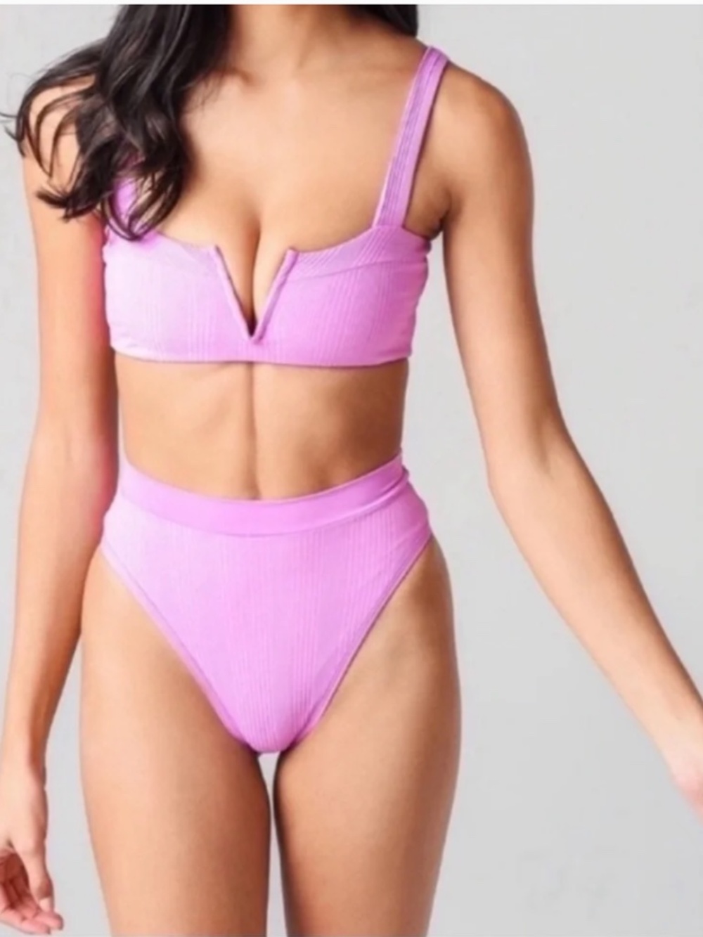 L*SPACE NWOT Lee Lee Ribbed Bikini Top Size D (Rosebud/Pink)